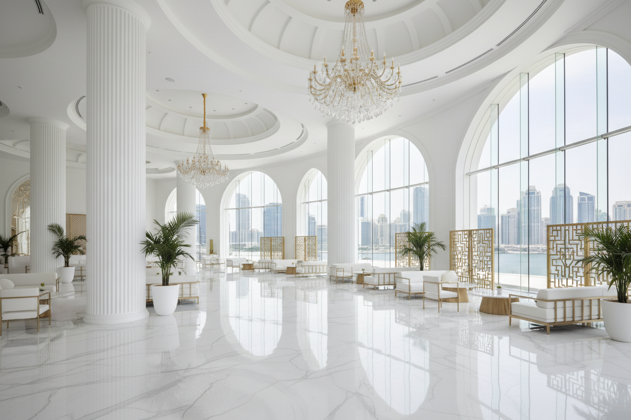 duabi bright white venue luxurious